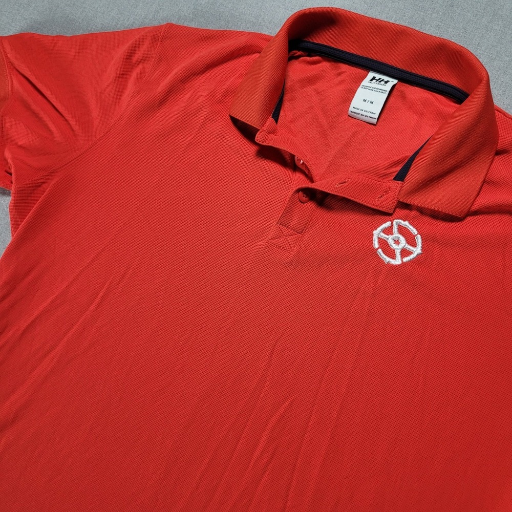 Helly Hansen Polo Shirt Men's Medium Red Quick-Dry Polyamide Upf 50+